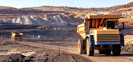 Yellow mining truck